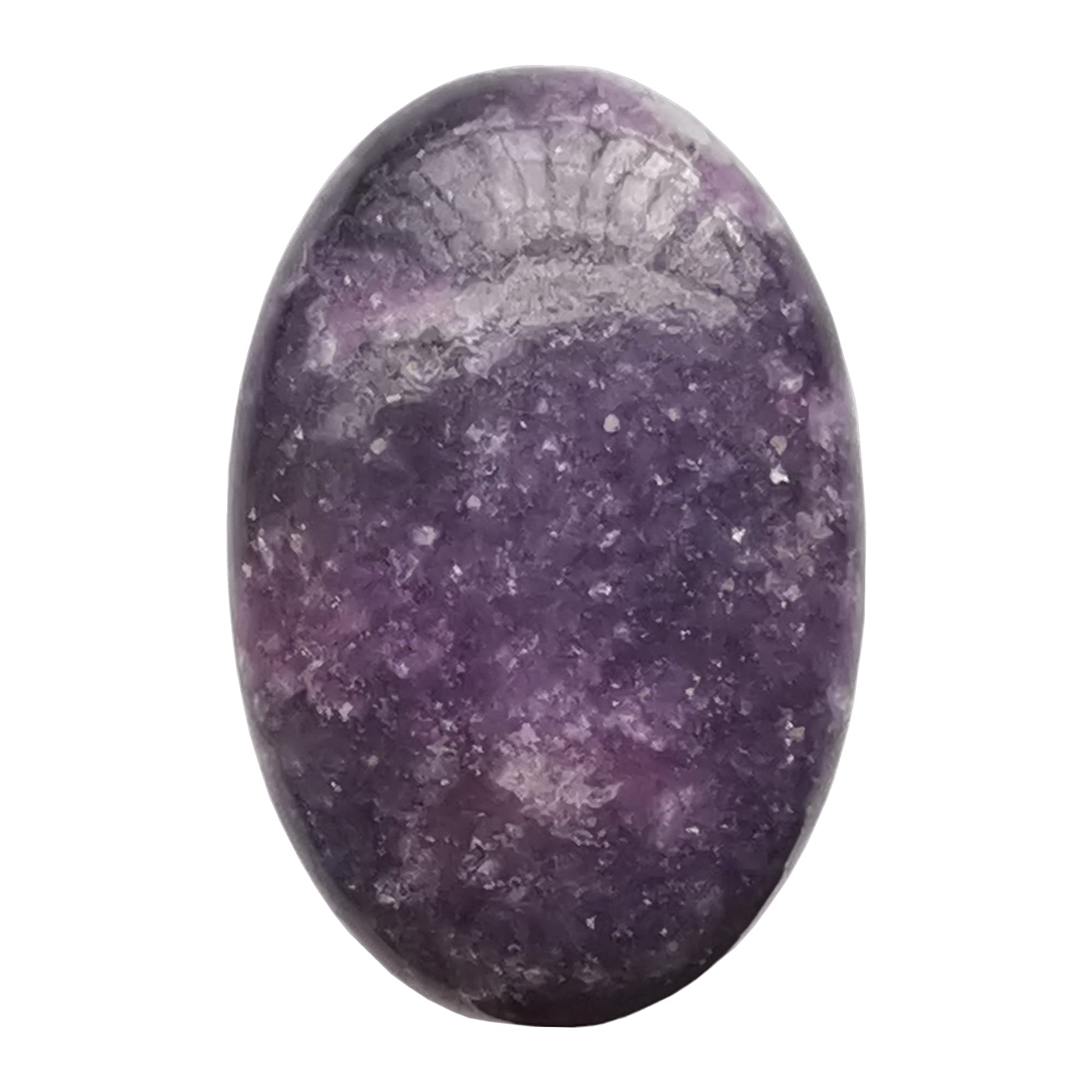 Manekieko Natural Purple Lepidolite Oval Palm Pocket Healing Crystal Spa Energy Stone,Healing Crystal for Therapy Geometry Chakra Balancing