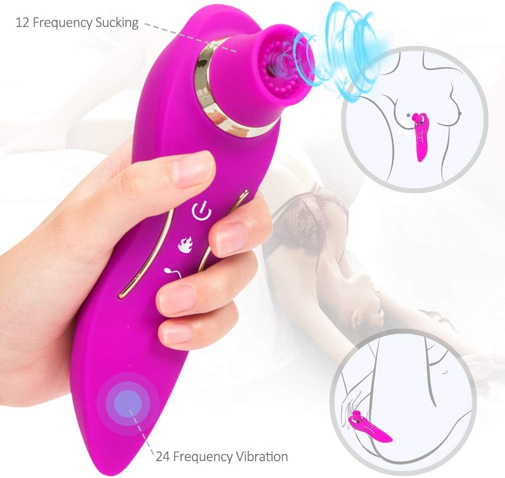 Hands Free Cli^torial Sucking Toy for Women,6 Sucking Modes with 8 Speed Vibration, Vibrating Tongue Simulator,T-Shirt