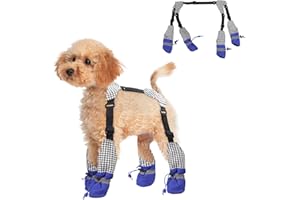 TINKARE Dog Boots Leggings Waterproof Dog Boots Anti-Slip Dog Shoes Pet Paws Protector Dirty-Proof Dog Outdoor Walking Running Hiking Booties with Dog Leggings Shoes for Small Dogs Puppy