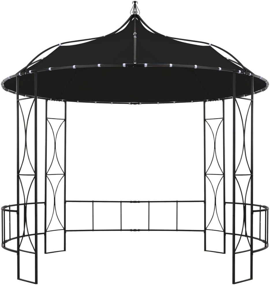 pedkit Garden Gazebo, Patio Sunshade Shelter Canopy, for Dinners, Gatherings, Weddings, BBQ Parties, Camping 300x290 cm Anthracite Round