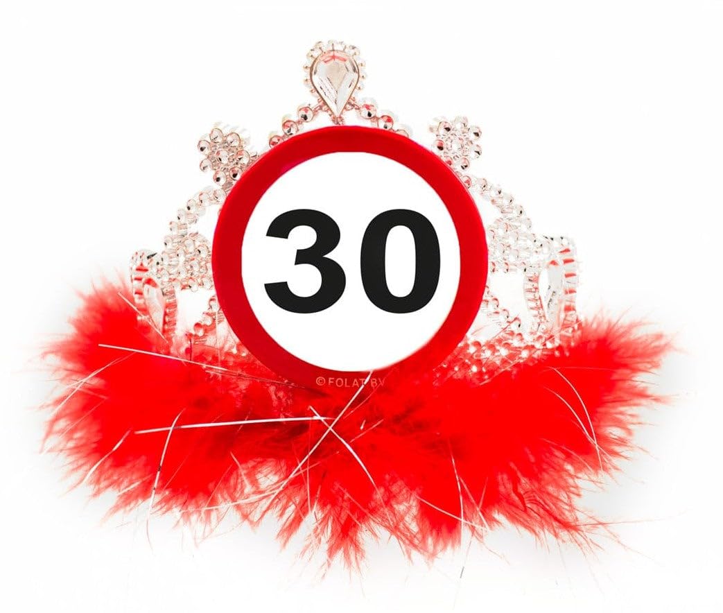 Traffic Sign 30th Tiara with Feathe