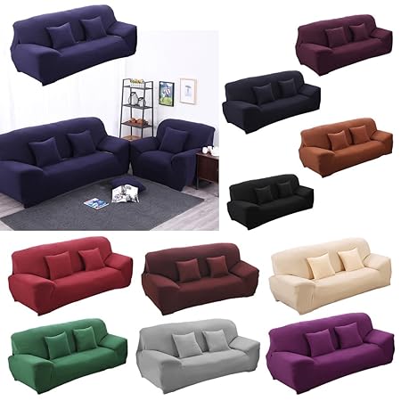F Fityle Spandex Stretch Sofabezug Sofahusse Husse Bezüge für 3 Sitzer Sofa Couch - Grau