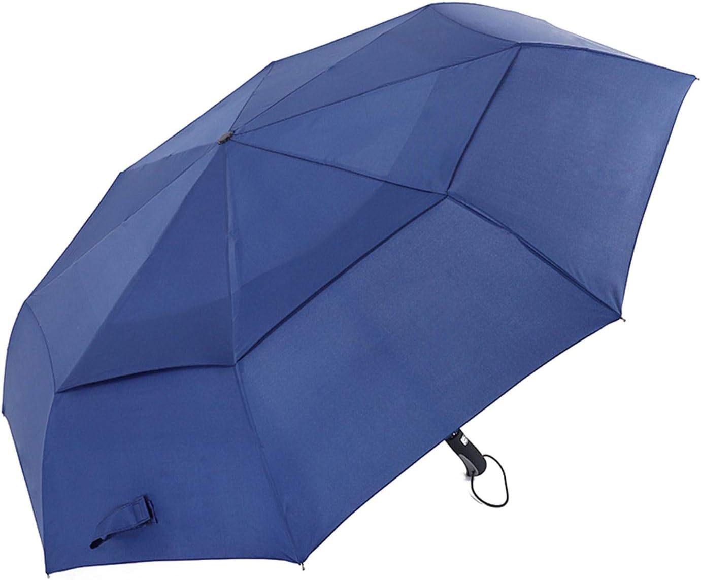 48 inch Folding Compact Umbrella, Double Canopy Metal Shaft Sturdy