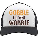 Tstars Gobble Til You Wobble Turkey Hat - Funny Thanksgiving Cap for Men & Women, Adjustable Mesh Baseball Style