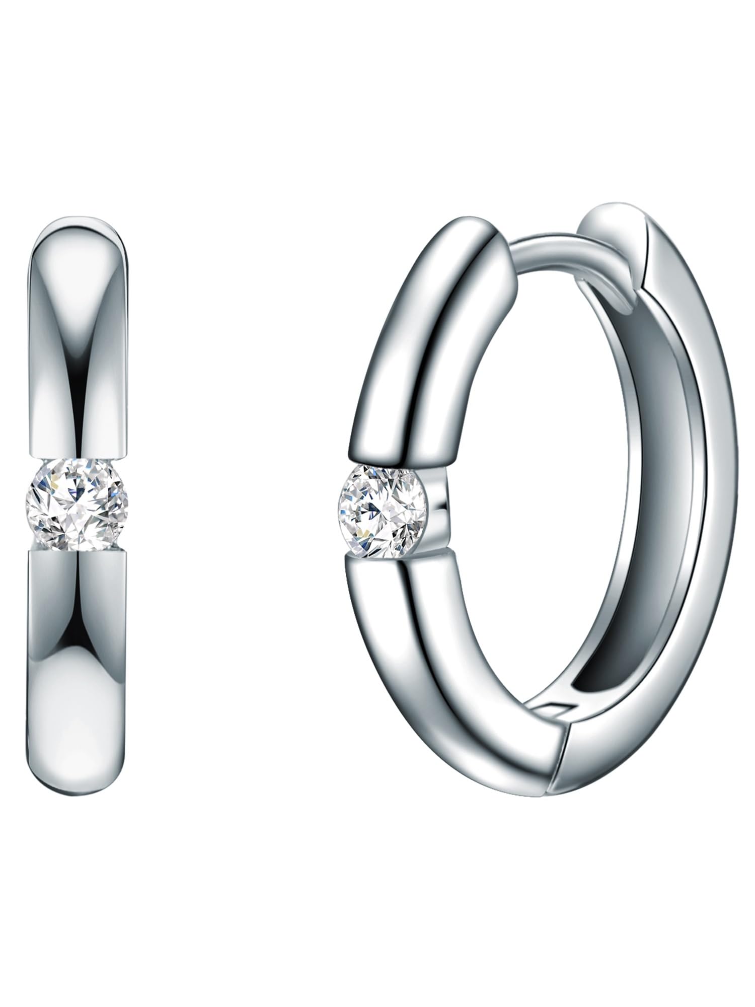 Trilani Female 925/- Sterling Silver Zirconia (CZ) Hoop earring Brilliant cut