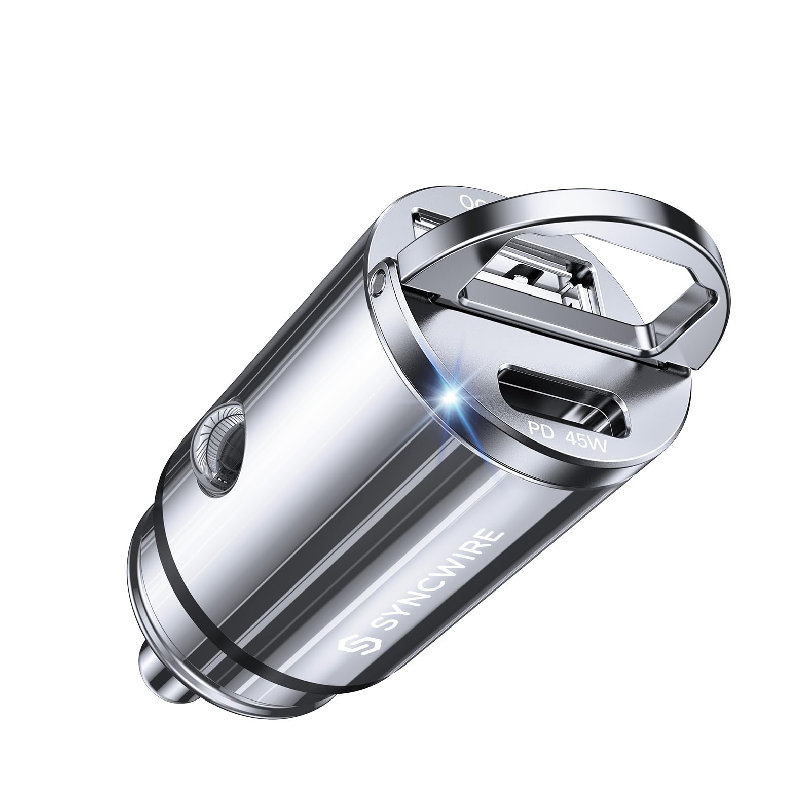 USB C Car Charger Syncwire 90W [PD 45W & QC 45W] USB Car Charger Adapter Fast Charging [Super Mini & All Metal] Compatible with iPhone 15/14 Pro Max Plus 13 12 Samsung S23/S22/21 Note 22, Pixel, iPad