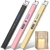 LcFun 3 Pack Electric Candle Lighter USB Rechargeable Arc Lighter with Safety Lock, Windproof Flameless Plasma Long Matches L