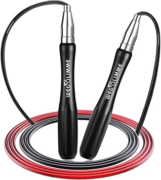 WEGOLIMME Cuerda Saltar Alta Velocidad Autobloqueo Ajustable 5mm Comba para Saltar Crossfit Fitness para Hombre y Mujer