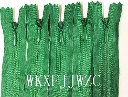 WKXFJJWZC 40pcs Nylon Invisible Zippers Tailor Sewing Tools Garment Accessories 16 Inch Invisible Zippers 20 Color (Grass Green)