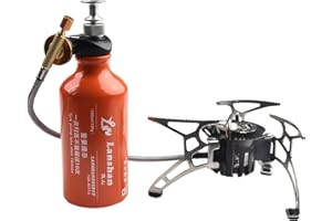 ArtHoval Portable Camping Stove Kit, 500ml Fuel Bottle Foldable Multi-Fuel for Diesel Kerosene Gas with Pump Aluminum Alloy S
