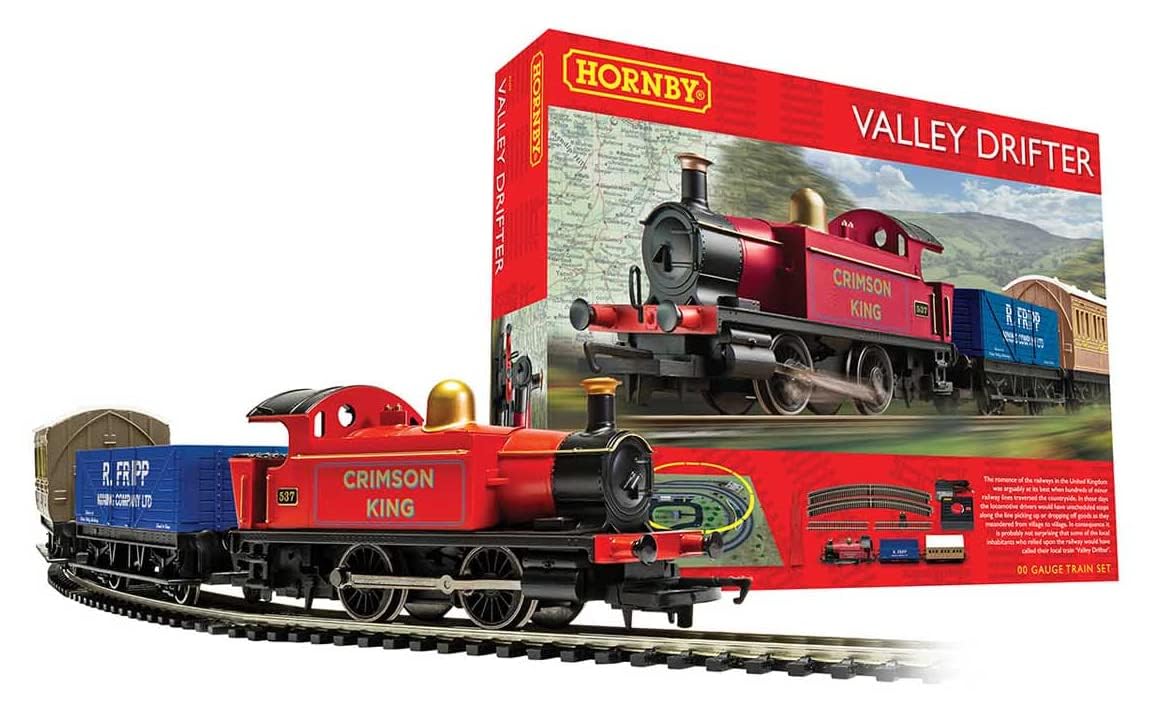 Hornby - R1270M Valley Drifter Train Set - Analogue OO Gauge Model Railway, Includes: 1x 0-4-0 Steam Locomotive, Open Wagon, 4 wheel Coach & Track - Starter Electric Model Train Sets - 1:76 Scale