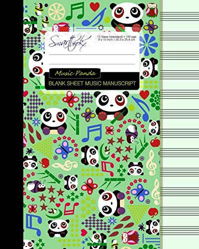 Blank Sheet Music: Manuscript or Staff Paper for Musicians (A large book bound notebook with 100 pages and 12 staves per page from our Cartoon Pandas range) (Music Manuscript Paper) -  smART bookx, Paperback
