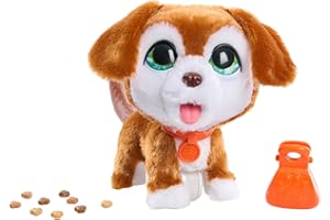 Just Play furReal Poop-A-Lots Big Wags Interactive 8-inch Walking Plush Stuffed Animal, Pooping Puppy with Leash, 14-Pieces, Kids Toys for Ages 4 Up