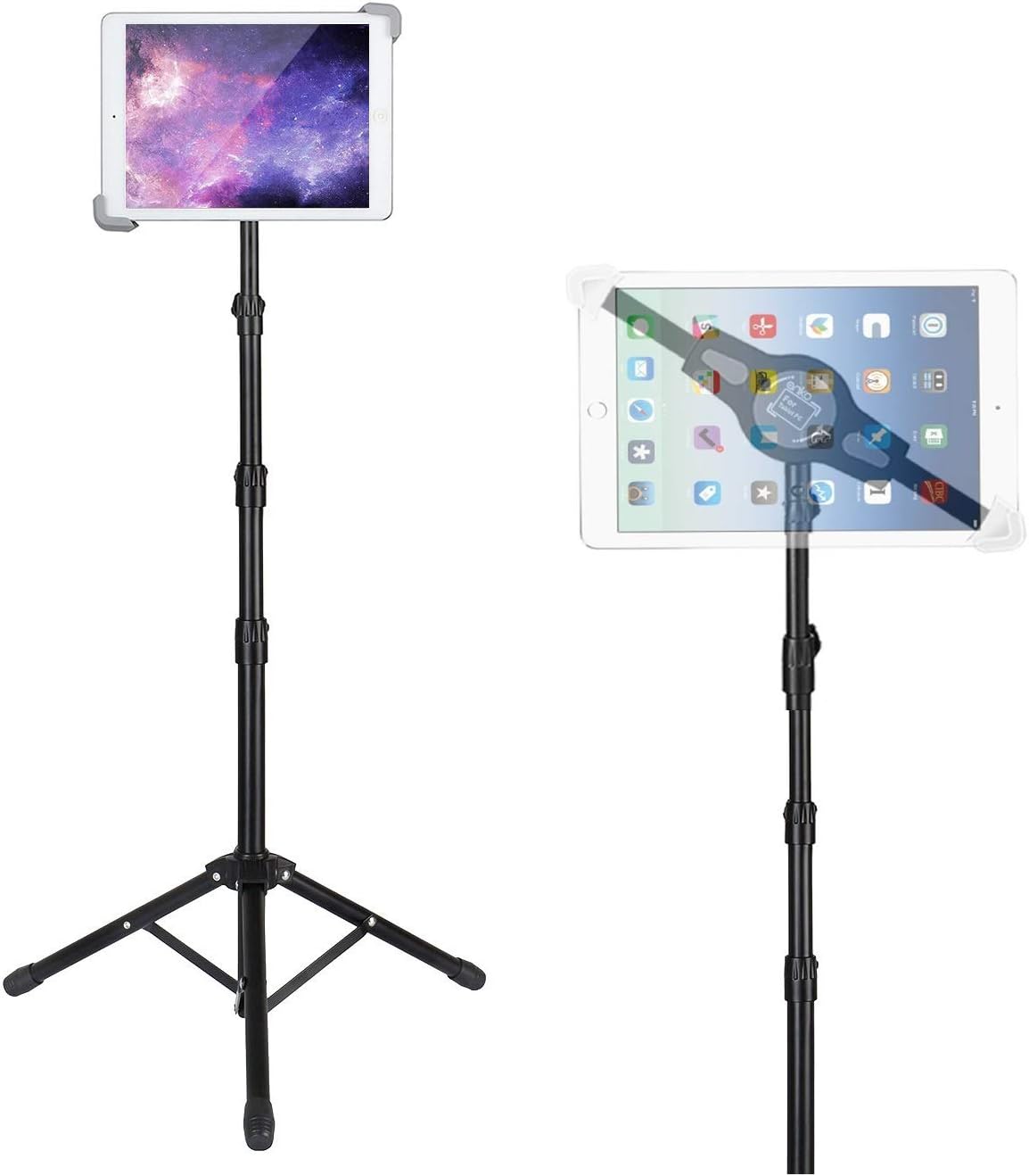 Rubik iPad Tripod Mount Stand, Height Adjustable Foldable Floor Tablet