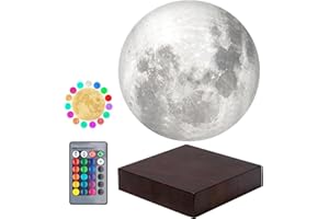 VGAzer Moon Lamp 3D Printing Magnetic Levitating Moon Light Lamps for Home、Office Decor, Creative Gift-6 Inch,Has 16 Colors 20 Modes