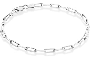 Miabella Solid 925 Sterling Silver Italian 3mm Paperclip Link Chain Bracelet for Women Men, Made in Italy