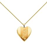 14K Yellow Gold Polished Love Heart Shaped Locket