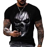 Taamlou Men's Street Skull Muscle Short Sleeve Print Personality Fashion Fashion T-Shirt