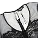 ASMAX HaoDuoYi Womens Lingerie Lace Mesh Long Sleeve Sheer V Neck Leotard Bodysuit Black