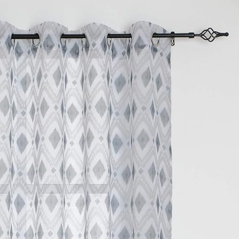 frenessa visillos moderna con anillas cortinas translucidas de estampado de diamante geometrico 140 x 260 cm 1 par para ventanas dormitorios ninos