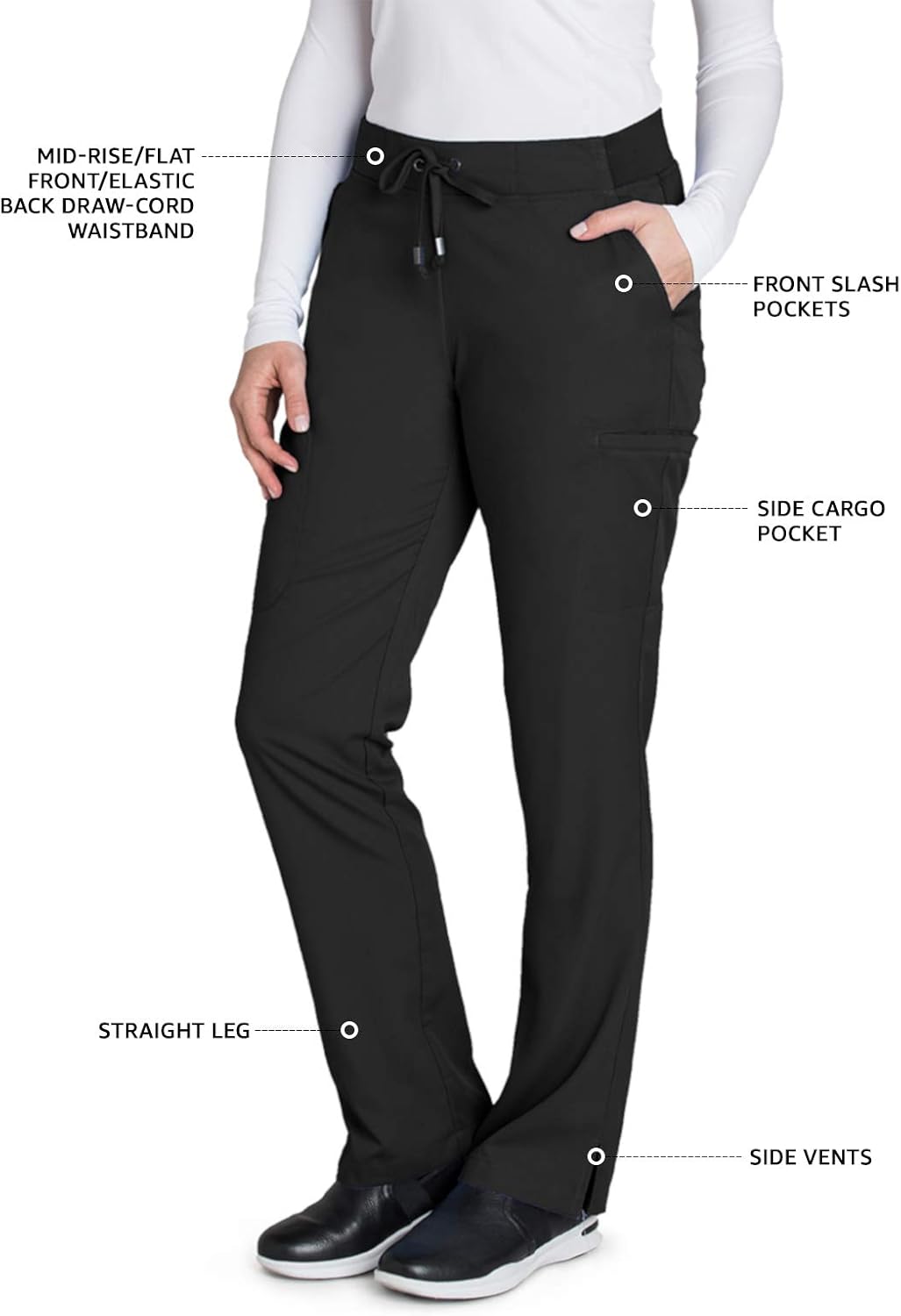 Grey's Anatomy 6-Pocket Flat Front Pant for Women– Modern Fit Medical Scrub Pant: Clothing