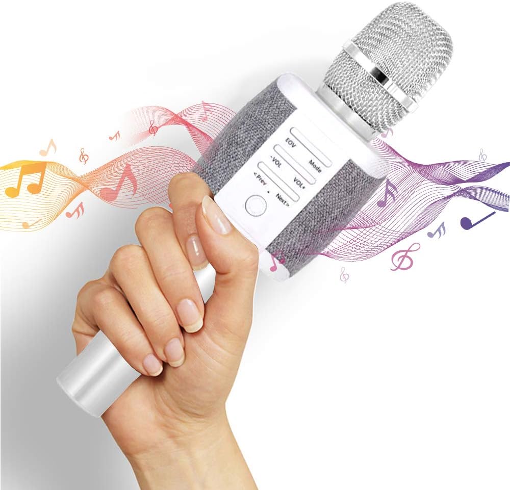 Amazon Hoklan カラオケマイク ポータブルマイク 高音質カラオケ機器 無線マイク Gray ワイヤレス 楽器 音響機器