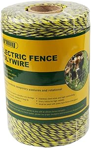 Farmily Portable Electric Fence Polywire 1312 Feet 400 Meter 6 Conductor Yellow and Black Color
