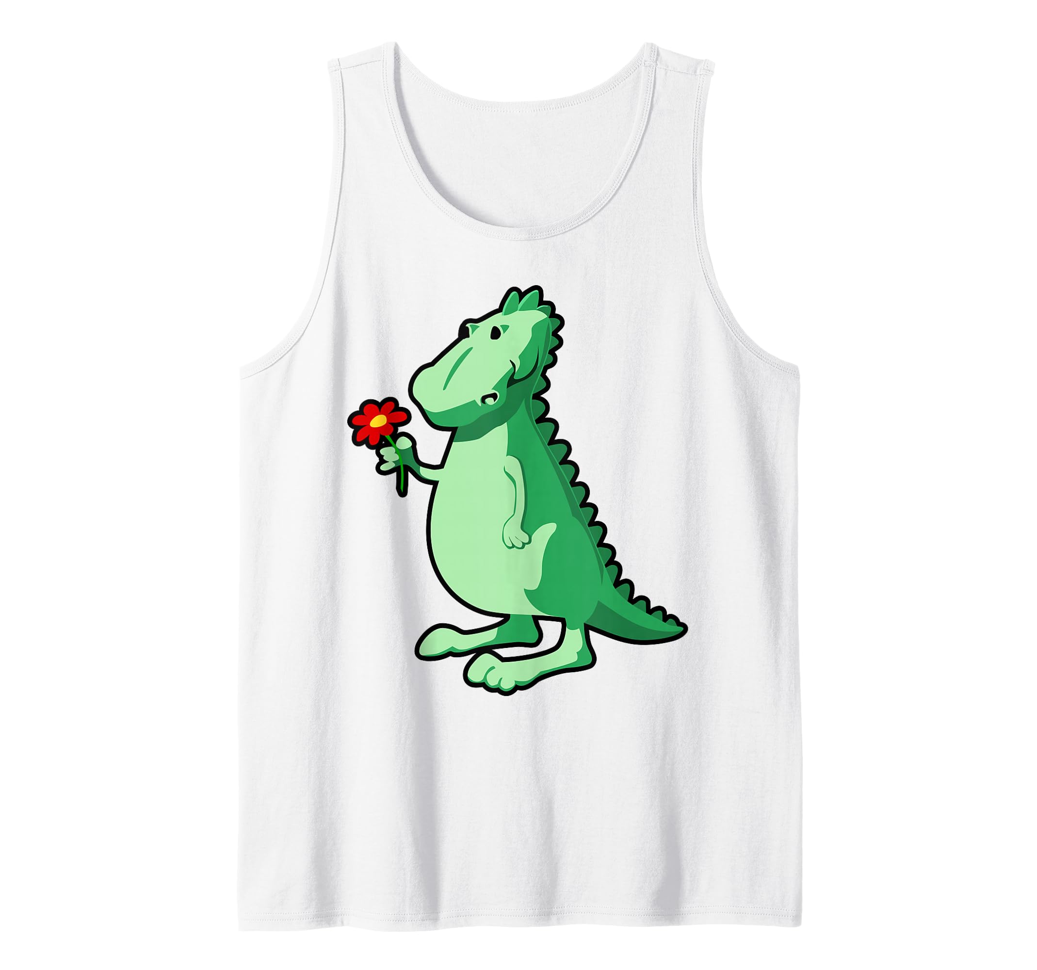 Dinosaur Holding A Flower Valentine's Day Couple Anniversary Tank Top