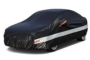 Holthly 10 Layers Sedan Car Cover Waterproof All Weather for Automobiles,100% Waterproof Outdoor Car Covers Rain Snow UV Dust Protection. Custom Fit for BMW 3 Series Mercedes C Class Audi A4 A5, etc