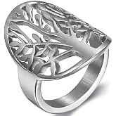 Jude Jewelers Stainless Steel Tree of Life Ring Statement Promise Anniversary Cocktail Party