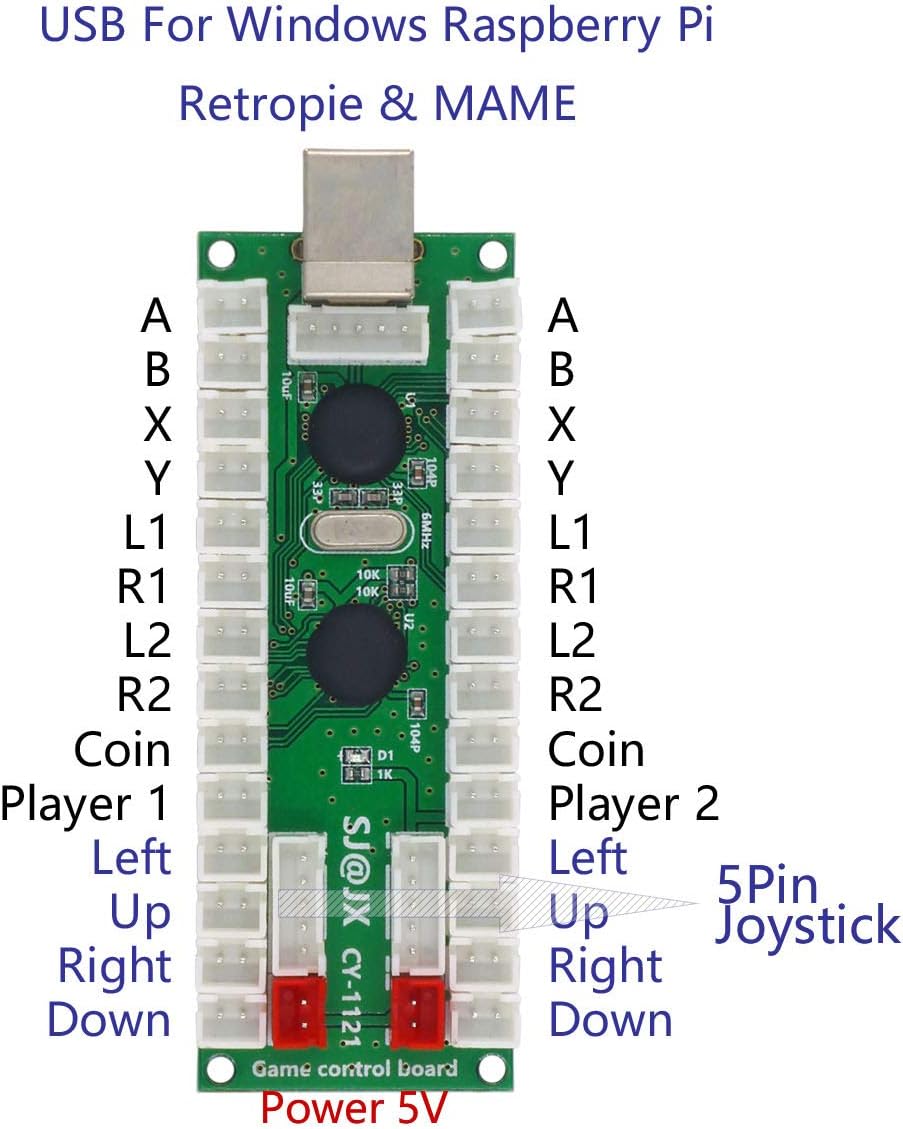 SJ@JX Arcade Game 2 Player Controller DIY Kit Buttons Cherry MX Mechanical Keyboard Black Switch Matt Frosted 8 Way Fighting Joystick Zero Delay USB Encoder for PC MAME Raspberry Pi - Image 3