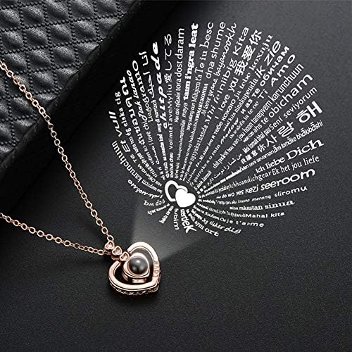 ngratyhJohn Necklaces For Women & Girl Valentine's Day Birthday Anniversary Gift, Fashion Hundred Languages I Love You Heart Projection Pendant Necklace Jewelry - Silver