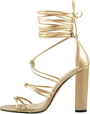 gold gladiator block heels