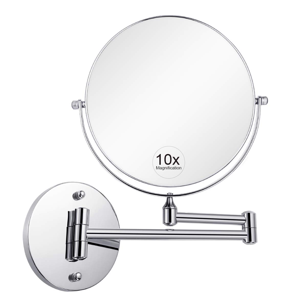 KEDSUM 8-Inch 1X/10X Wall Mount Magnifying Makeup Mirror, Two-Sided Swivel Extendable Bathroom Mirror with Magnification, 11.5-Inch Extension, Chrome Finish