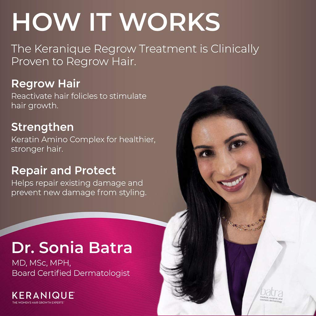 Keranique Hair Regrowth System – 30 Days - Keratin Amino Complex - Free of Sulfates, Dyes and Parabens, Includes Shampoo and Conditioner, Minoxidil and Lift and Repair Spray for Dry Thinning Hair : Beauty