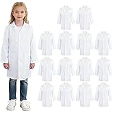 PEDOBALI 14 Pcs Unisex Kids Lab Coat Bulk White M Size Soft Costume Coat, Doctor Dress Up Scrubs, Scientist Role Play Costume, for Boys Girls