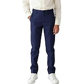 Fersumm Boys' Dress Pants Kids Wedding Suit Pant School Uniform Trousers | Adjustable Waist, Practical Pockets, Slim Fit, Front Flat, Suitable for Easter, Party, Church, Golf Play &amp; Outdoor
