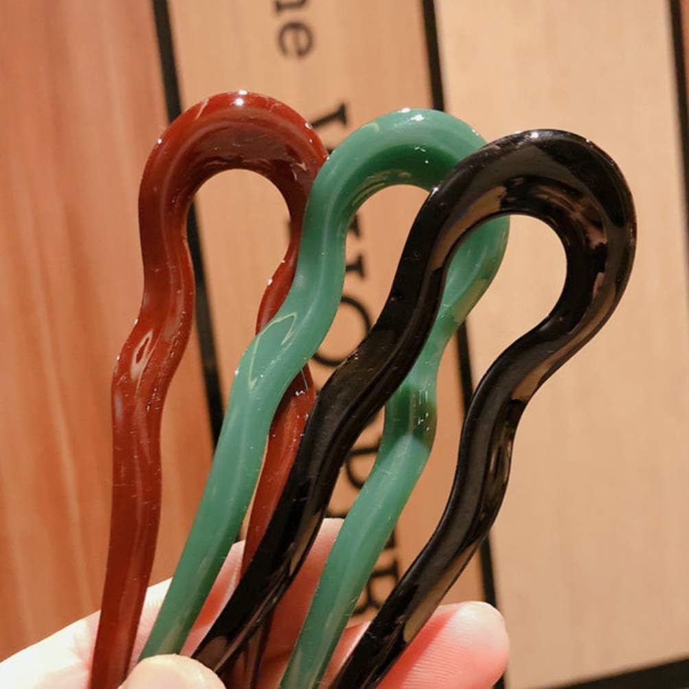 FRCOLOR 5pcs French Hair Fork Celluloid Chignon Hair Pins Hair Updo U-Shaped Hairpins Braid Twist Bobby Pins for Buns - Image 4