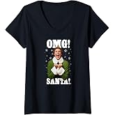 Women's Elf OMG Santa Buddy the Elf Funny Christmas V-Neck T-Shirt