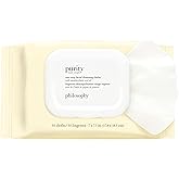 philosophy purity made simple one-step facial cleansing cloths - easily removes makeup, dirt & oil on the go - skin is left clean and comfortable with no rinsing needed