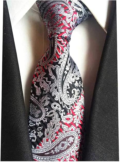 Amazon ネクタイ シルク ペイズリー メンズ おしゃれ 流行 柄 礼服 ビジネス 結婚式 2次会 パーティー 冠婚葬祭 高級 洗濯 黒 赤 ブラック ネクタイ 通販