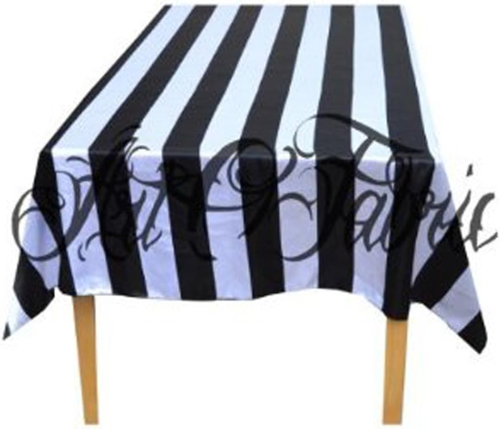 Best black stripped round plastic table cloth