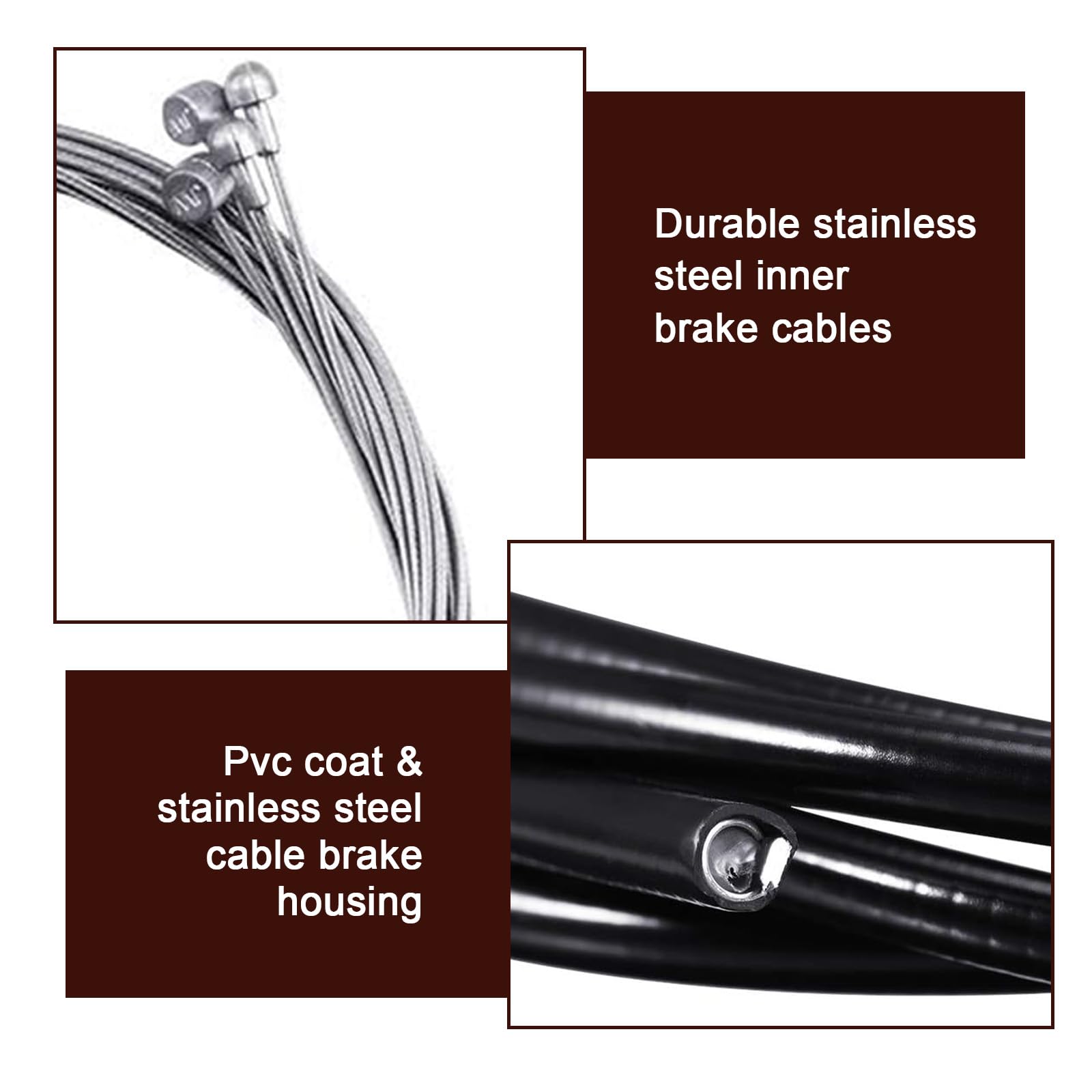 4PCS Universal Bike Inner Brake Cable Housing Kit Bicycle Brake and Shift Cables Replacement for Road Bike, Mountain Bike, Folding Bike Gear Kit (Black)