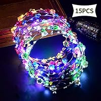 Siwo LED Flower Headbands.15 Pcs Led Flower Headpiece for Women Wedding Festival and Partys