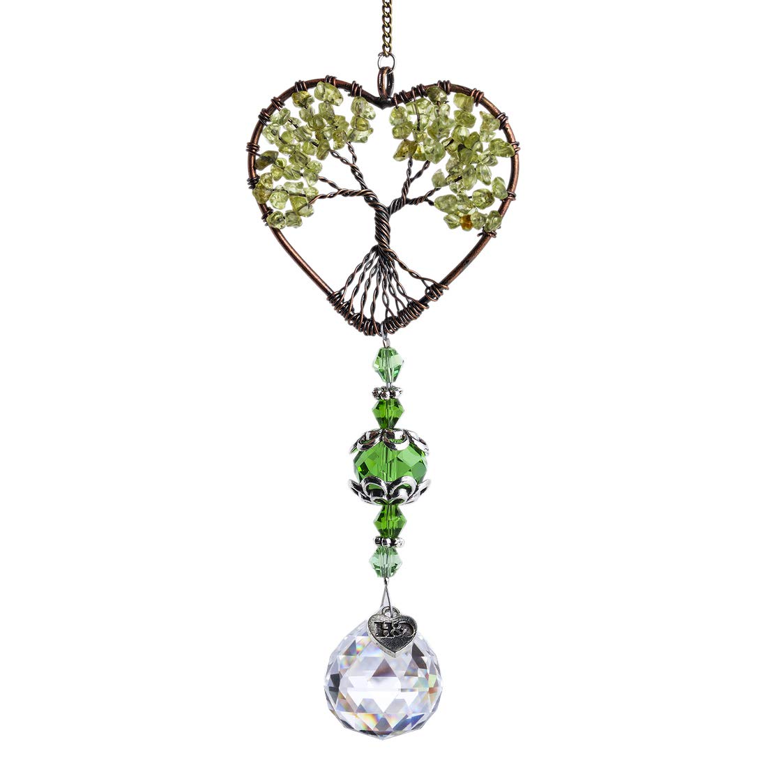 H&D HYALINE & DORA Tree of Life Car Rearview Mirror Hanging Ornament Pendant Accessories Fengshui Suncatcher (Green)