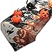 CHENGU Halloween Black Cat Table Runner Pumpkin Linen Table Cloth with Tassels Seasonal Fall Holiday Decor for Fireplace Indoor Outdoor Halloween Party Dining Table Decor, 13 x 72 in