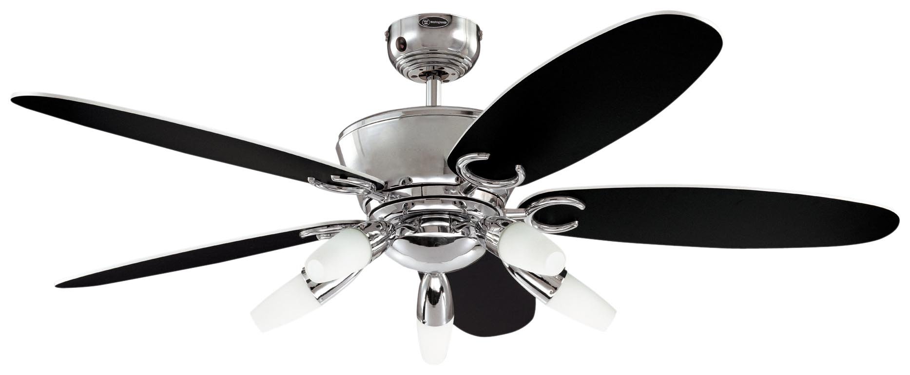 Westinghouse 72559 Arius Five-Light 132 cm Five-Blade Indoor Ceiling Fan, Chrome Finish with Opal Frosted Glass