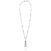 NINE WEST Women's Classics Beaded Tassel Pendant Necklace, 36" L