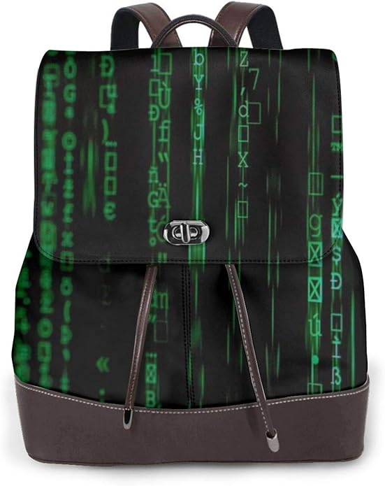 Women'S Leather Backpack,Hacker Era Print Women'S Leather