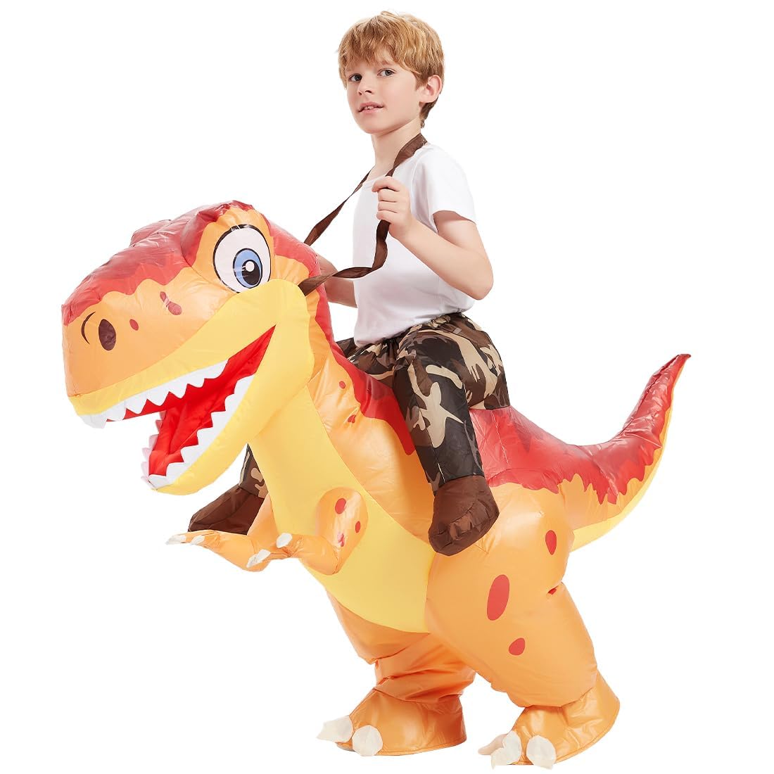 Photo 1 of COMIN Inflatable Dinosaur Costume Kids Blow Up T Rex Dino Costumes Funny Fancy Dress for Halloween Party